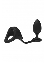 Черное эрекционное кольцо с анальной пробкой Cockstrap With Anal Plug - Dream Toys - в Камышине купить с доставкой