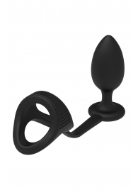 Черное эрекционное кольцо с анальной пробкой Cockstrap With Anal Plug - Dream Toys - в Камышине купить с доставкой