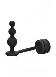 Черное эрекционное кольцо с анальной елочкой Cockring With Beaded Anal Plug - Dream Toys - в Камышине купить с доставкой