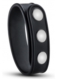 Черное эрекционное кольцо на кнопках - Blush Novelties - в Камышине купить с доставкой