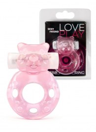 Розовое эрекционное виброкольцо в форме мишки - 1137 - в Камышине купить с доставкой