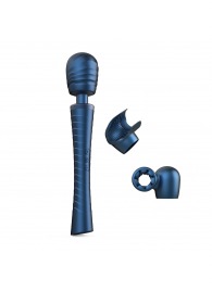 Синий вибромассажёр с насадками Man.wand Edgy - Manwan - в Камышине купить с доставкой