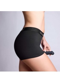 Черные трусики-боксеры для фиксации насадок Strap-on-me Harness Lingerie Allure - size M - Strap-on-me - купить с доставкой в Камышине