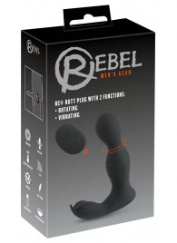 Черная анальная пробка с вибрацией, вращением и пультом ДУ RC Butt Plug with 2 Functions - Orion - в Камышине купить с доставкой