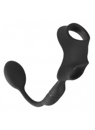 Черное виброкольцо с анальной пробкой Cock Ring with RC Butt Plug - Orion - в Камышине купить с доставкой