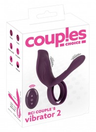 Фиолетовая насадка на член с клиторальным отростком и пультом ДУ RC Couple’s Vibrator 2 - Orion - в Камышине купить с доставкой