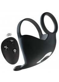 Черная вибронасадка для эрекции и стимуляции мошонки Cock ring with RC ball massager - Orion - в Камышине купить с доставкой