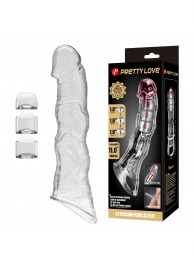 Прозрачный фаллоудлинитель с 3 вставками - 28 см. - Baile - в Камышине купить с доставкой