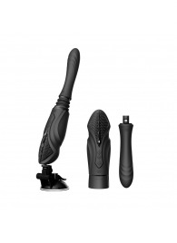 Черная секс-машина с функцией нагрева, насадками и присоской Sesh - Zalo - купить с доставкой в Камышине