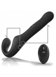 Черный безремневой страпон с вибрацией и возвратно-поступательными движениями - 24 см. - Ibiza - купить с доставкой в Камышине