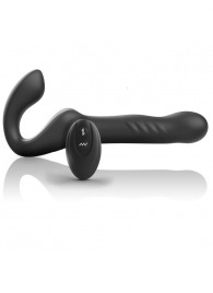 Черный безремневой страпон с вибрацией и возвратно-поступательными движениями - 24 см. - Ibiza - купить с доставкой в Камышине