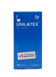 Классические презервативы Unilatex Natural Plain - 12 шт. + 3 шт. в подарок - Unilatex - купить с доставкой в Камышине