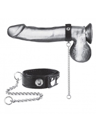 Утяжка на пенис с поводком Snap Cock Ring With 12  Leash - BlueLine - купить с доставкой в Камышине