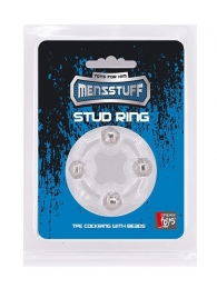 Эрекционное кольцо с 4 бусинами MENZSTUFF STUD RING CLEAR - Dream Toys - в Камышине купить с доставкой