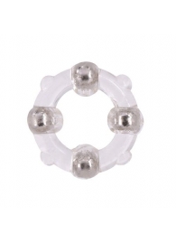 Эрекционное кольцо с 4 бусинами MENZSTUFF STUD RING CLEAR - Dream Toys - в Камышине купить с доставкой