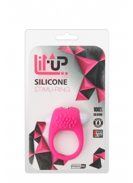 Розовое эрекционное кольцо с щеточкой LIT-UP SILICONE STIMU RING 5 - Dream Toys - в Камышине купить с доставкой