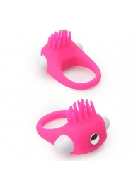 Розовое эрекционное кольцо с щеточкой LIT-UP SILICONE STIMU RING 5 - Dream Toys - в Камышине купить с доставкой