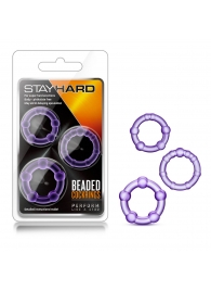 Набор из 3 фиолетовых эрекционных колец Stay Hard Beaded Cockrings - Blush Novelties - в Камышине купить с доставкой