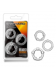 Набор из 3 прозрачных эрекционных колец Stay Hard Beaded Cockrings - Blush Novelties - в Камышине купить с доставкой