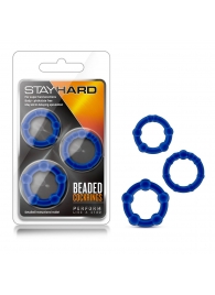 Набор из 3 синих эрекционных колец Stay Hard Beaded Cockrings - Blush Novelties - в Камышине купить с доставкой