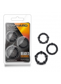 Набор из 3 чёрных эрекционных колец Stay Hard Beaded Cockrings - Blush Novelties - в Камышине купить с доставкой