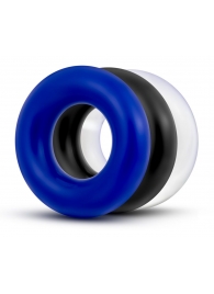 Набор из 3 разноцветных колец Stay Hard Donut Rings - Blush Novelties - в Камышине купить с доставкой