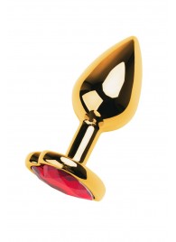 Золотистая анальная пробка с кристаллом-сердцем - 7,5 см. - ToyFa - купить с доставкой в Камышине