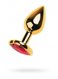 Золотистая анальная пробка с кристаллом-сердцем - 7,5 см. - ToyFa - купить с доставкой в Камышине