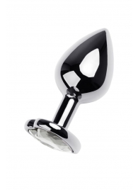 Серебристая анальная пробка с прозрачным кристаллом-сердцем - 8 см. - ToyFa - купить с доставкой в Камышине