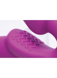 Ярко-розовый безремневой вибрострапон Evoke Vibrating Strapless Silicone Strap-on Dildo - XR Brands - купить с доставкой в Камышине