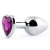 Серебристая анальная пробка с фиолетовым кристаллом-сердечком - 8 см. - Anal Jewelry Plug - купить с доставкой в Камышине