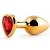 Золотистая анальная пробка с красным стразом-сердечком - 8 см. - Anal Jewelry Plug - купить с доставкой в Камышине