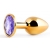 Золотистая анальная пробка с фиолетовым стразом - 7,2 см. - Anal Jewelry Plug - купить с доставкой в Камышине
