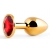 Золотистая анальная пробка с красным стразом - 7,2 см. - Anal Jewelry Plug - купить с доставкой в Камышине