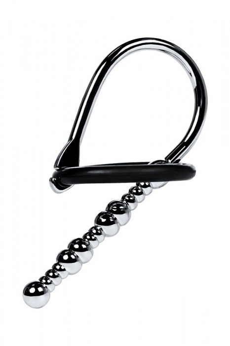 Серебристый уретральный плаг-бусины TOYFA Metal с мягким фиксириющим кольцом - ToyFa - купить с доставкой в Камышине