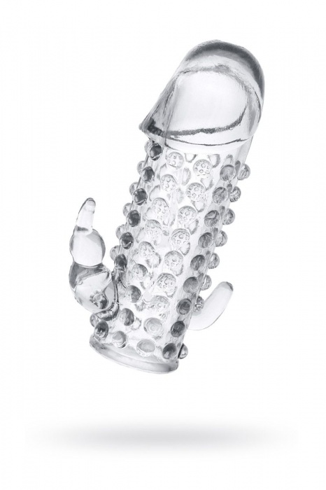 Гелевая прозрачная насадка с 2 отростками - 13 см. - Toyfa Basic - в Камышине купить с доставкой