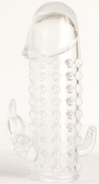 Гелевая прозрачная насадка с 2 отростками - 13 см. - Toyfa Basic - в Камышине купить с доставкой