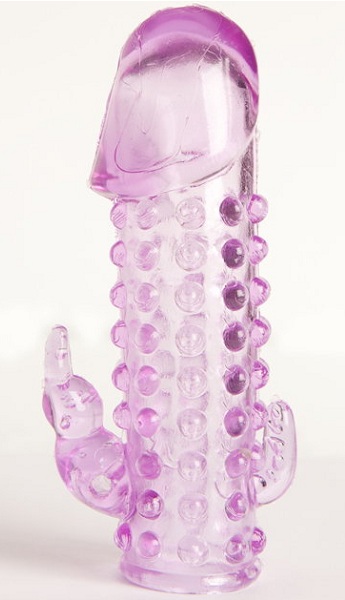 Закрытая фиолетовая насадка с 2 отростками - 13 см. - Toyfa Basic - в Камышине купить с доставкой