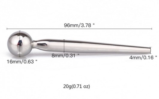 Гладкий металлический уретральный плаг с шариком - 9,6 см. - Notabu - купить с доставкой в Камышине