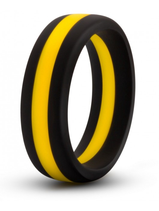 Черно-желтое силиконовое эрекционное кольцо Silicone Go Pro Cock Ring - Blush Novelties - в Камышине купить с доставкой