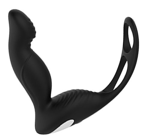 Черный вибромассажер простаты P-PLEASER W ERECTION ENHANCE - Dream Toys - в Камышине купить с доставкой