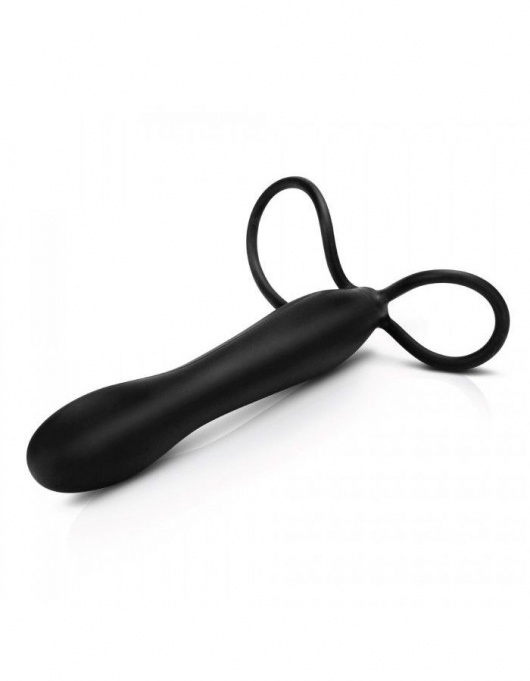 Черная насадка на пенис для двойной стимуляции Mojo BlackJack - 15 см. - Seven Creations - в Камышине купить с доставкой