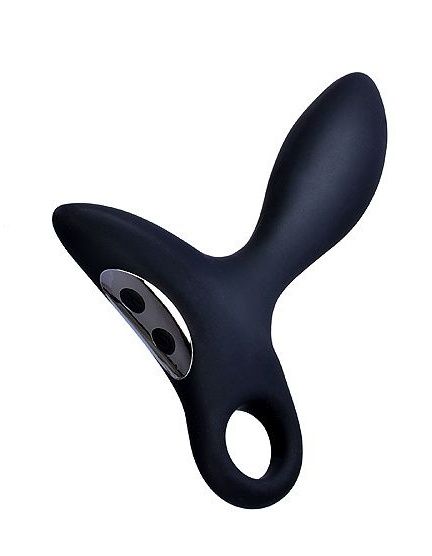 Черный силиконовый анальный вибромассажер Erokey с колечком-ограничителем - Erokay - в Камышине купить с доставкой