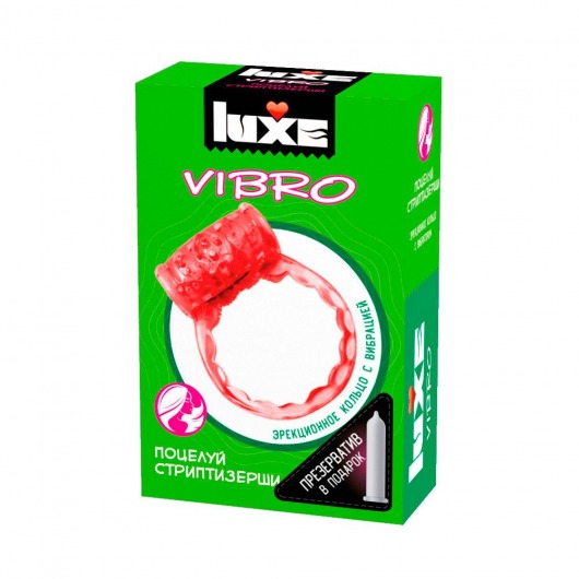 Розовое эрекционное виброкольцо Luxe VIBRO  Поцелуй стриптизёрши  + презерватив - Luxe - в Камышине купить с доставкой