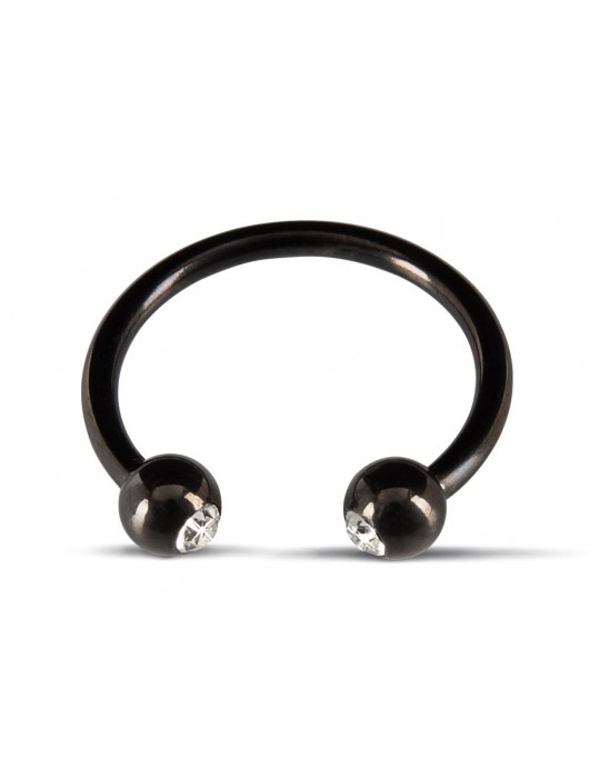 Черное металлическое кольцо под головку со стразами Glans Ring - Orion - купить с доставкой в Камышине