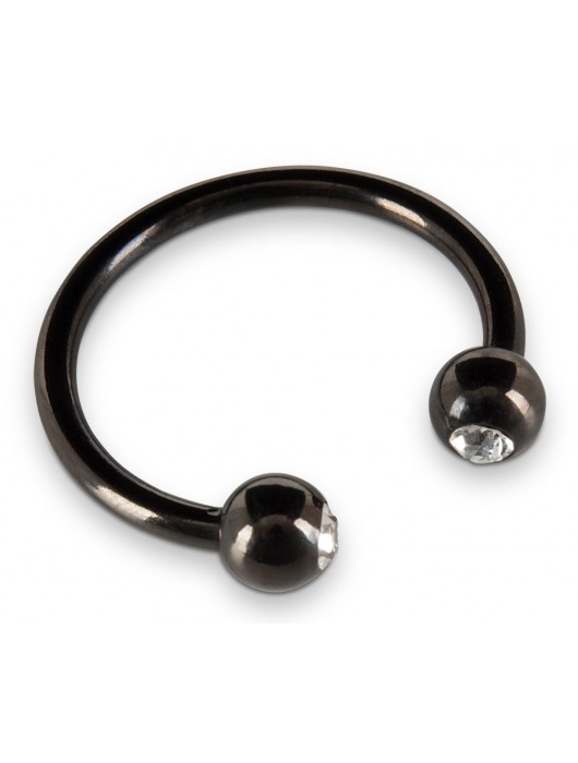 Черное металлическое кольцо под головку со стразами Glans Ring - Orion - купить с доставкой в Камышине