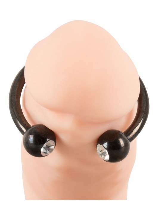 Черное металлическое кольцо под головку со стразами Glans Ring - Orion - купить с доставкой в Камышине