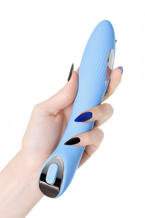 Голубой силиконовый вибратор с электростимуляцией TESLA G-POINT - 21 см. - ToyFa - купить с доставкой в Камышине