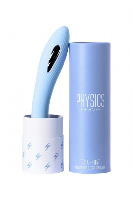 Голубой силиконовый вибратор с электростимуляцией TESLA G-POINT - 21 см. - ToyFa - купить с доставкой в Камышине