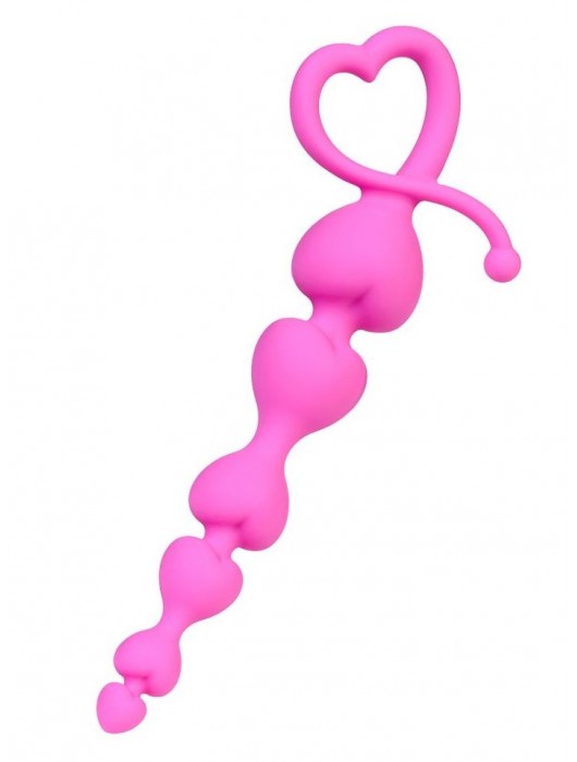 Розовая силиконовая анальная цепочка Sweety - 18,5 см. - ToyFa